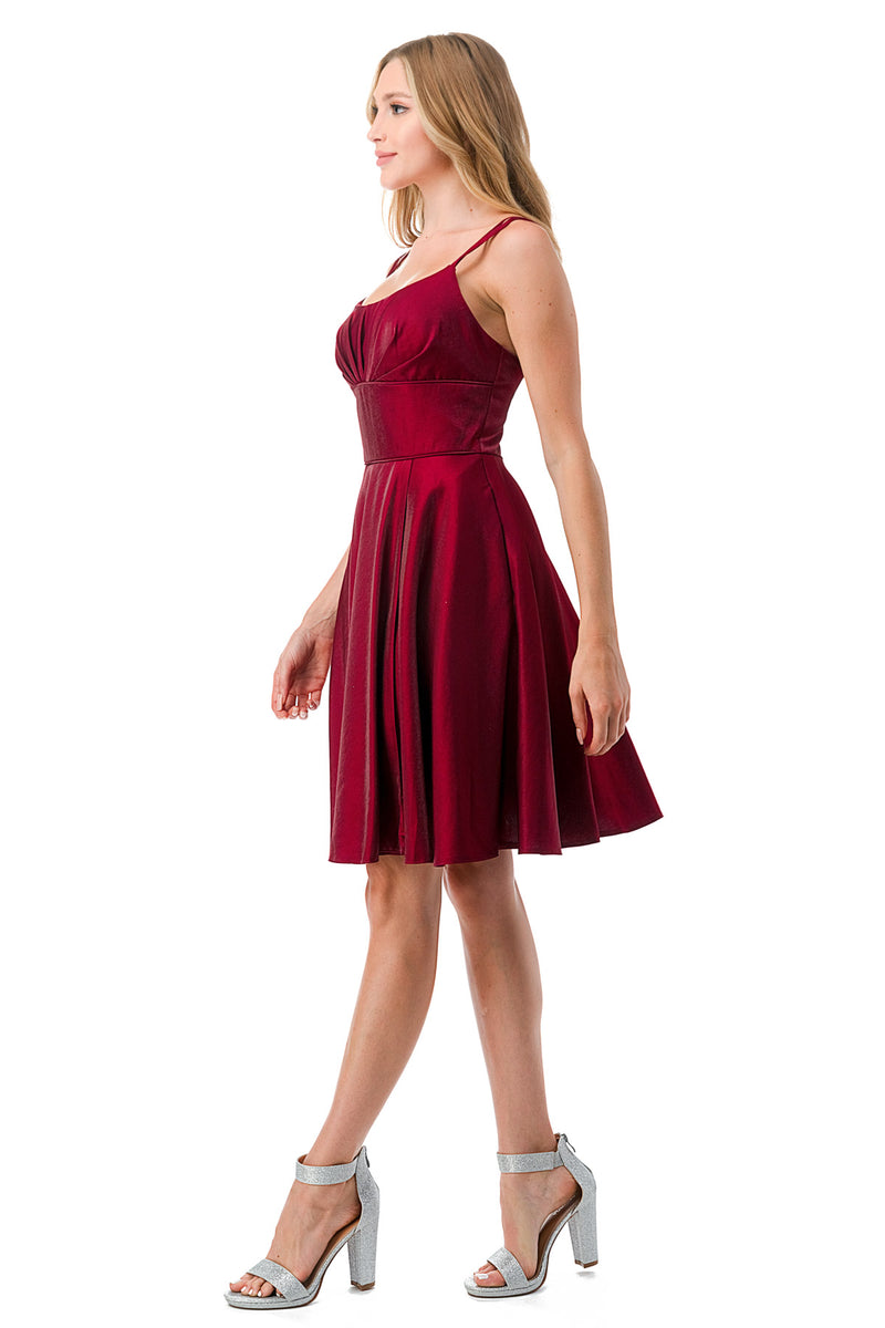 Aspeed Design -S2741M Ruched Sleeveless Short Dress