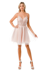 Aspeed Design -S2742M Floral Tulle Short Dress