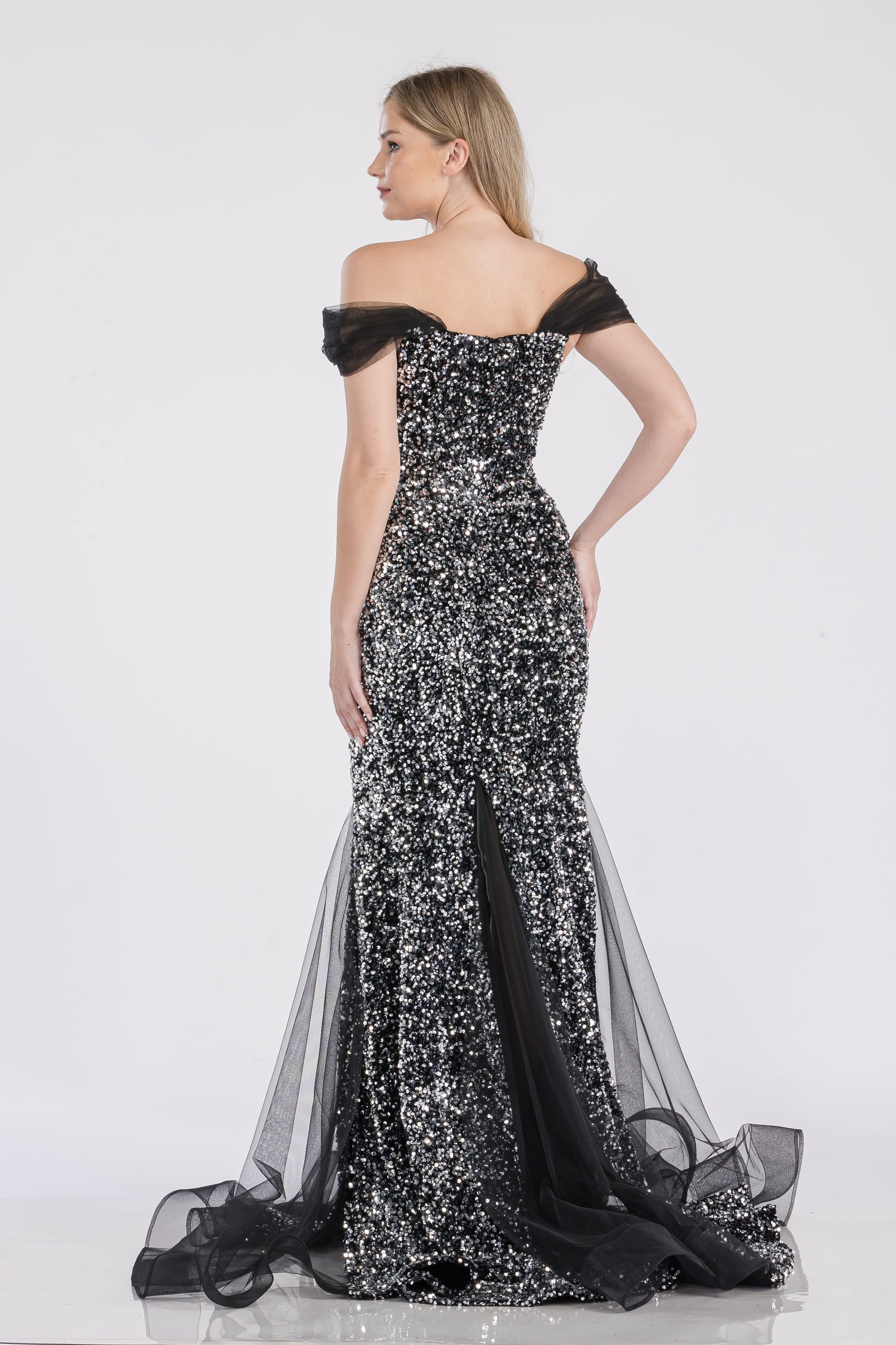Prima Dress -SA502353 Cap Sleeves Sequin Mermaid Dress