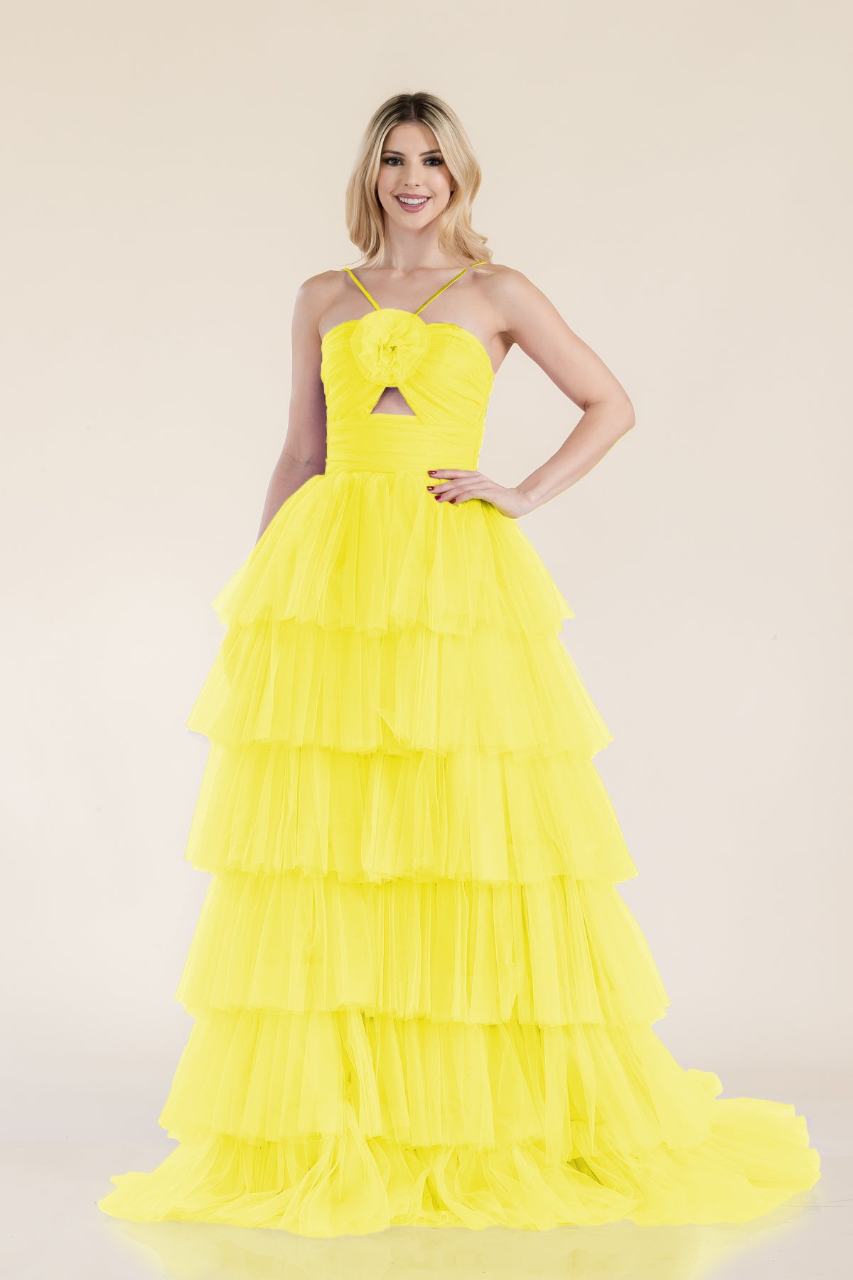 Prima Dress -SA502415 Halter Layered Tulle Ball Gown