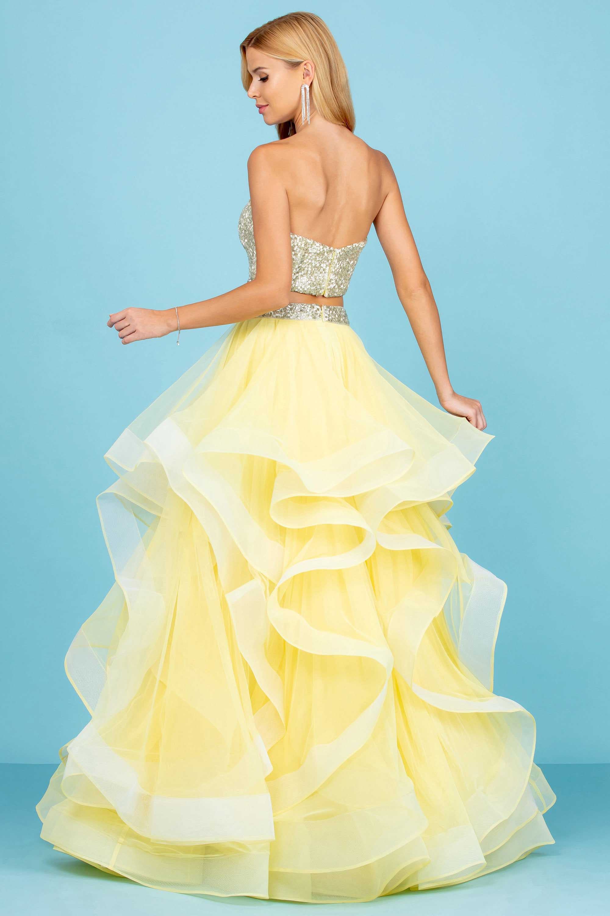 Strapless Two Piece Tulle Gown By SCALA -60268