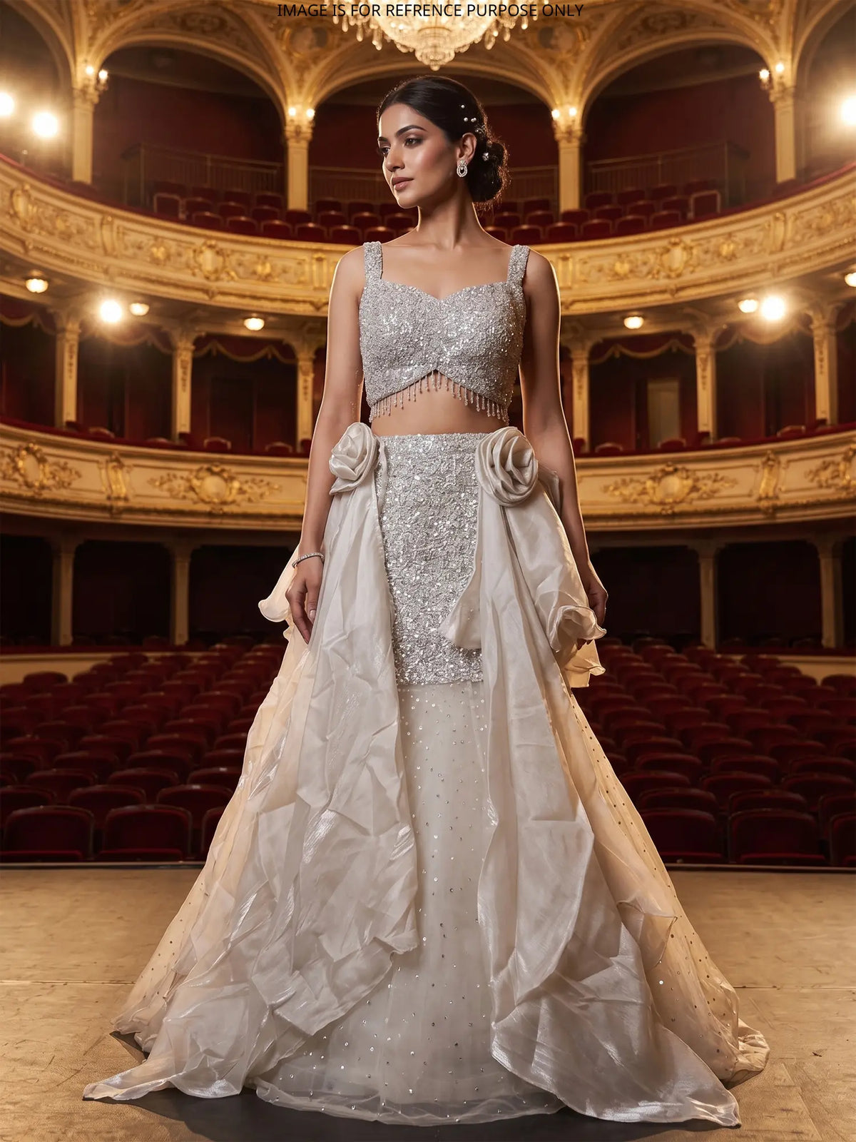 MyFashion KLS-2737 Silver Net Sequin Work Party Wear Lehenga Choli