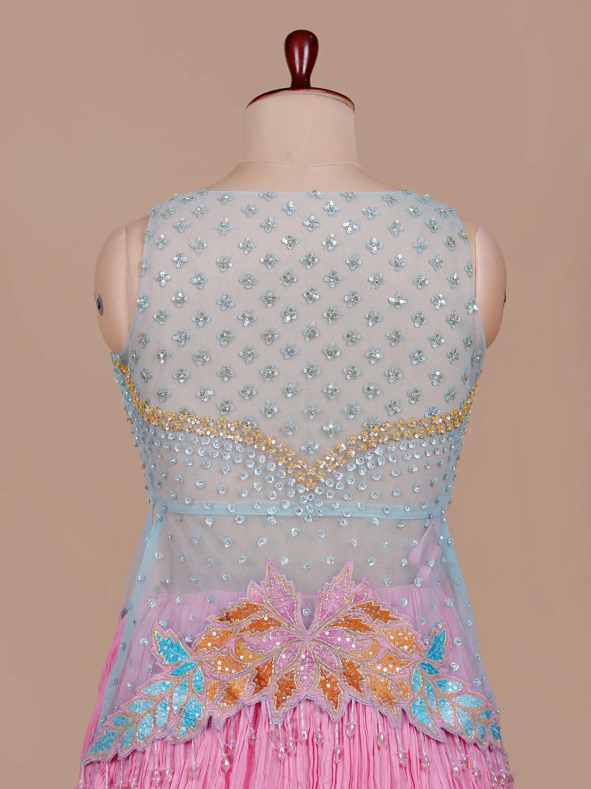 MyFashion -KLS-2845 Pink Blue Net Georgette Lehenga Choli For Party Wear Occasions