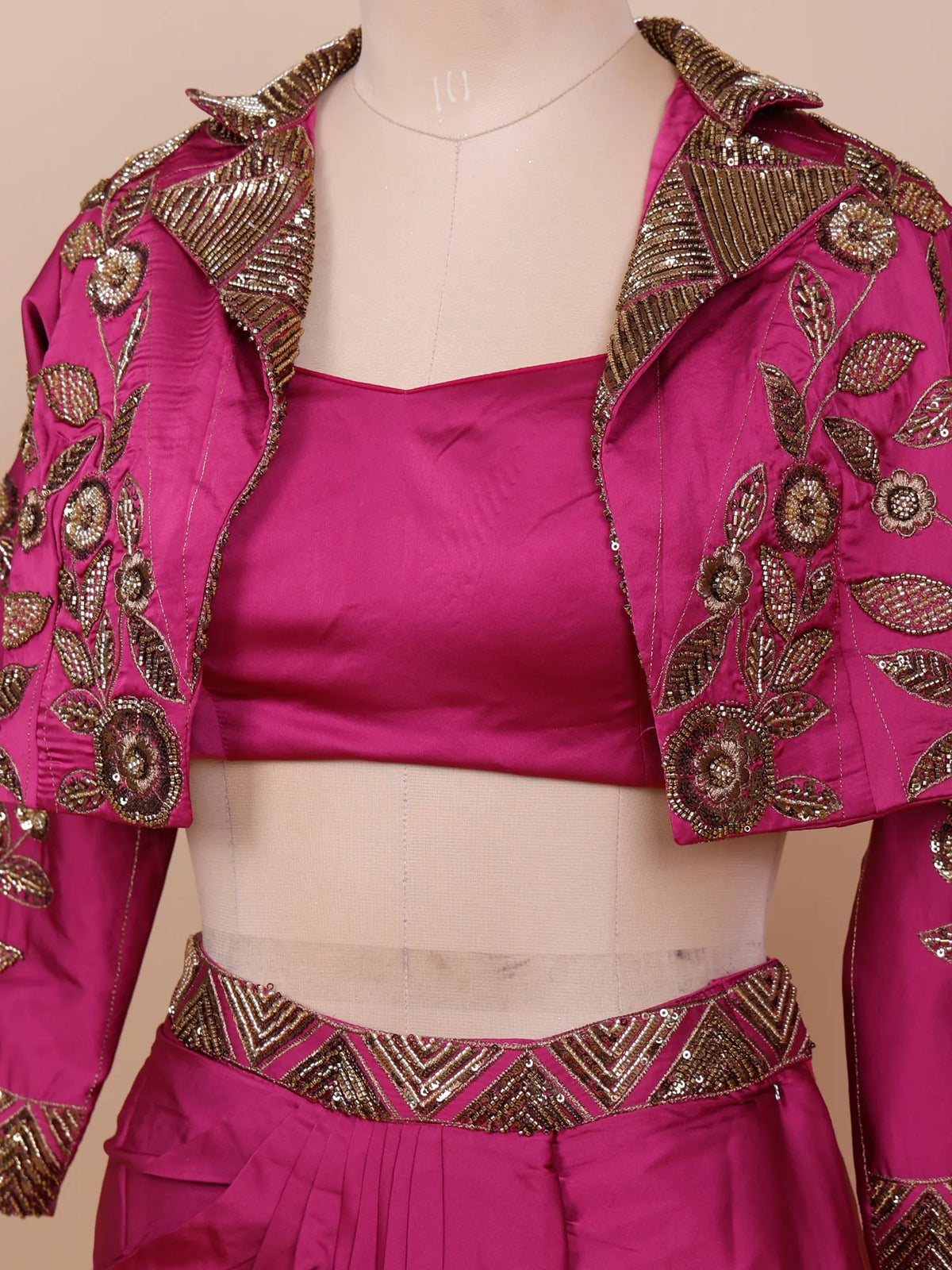 MyFashion KLS-2835 Designer Pink Indo Western Draped Saree With Premium Embroidery Work