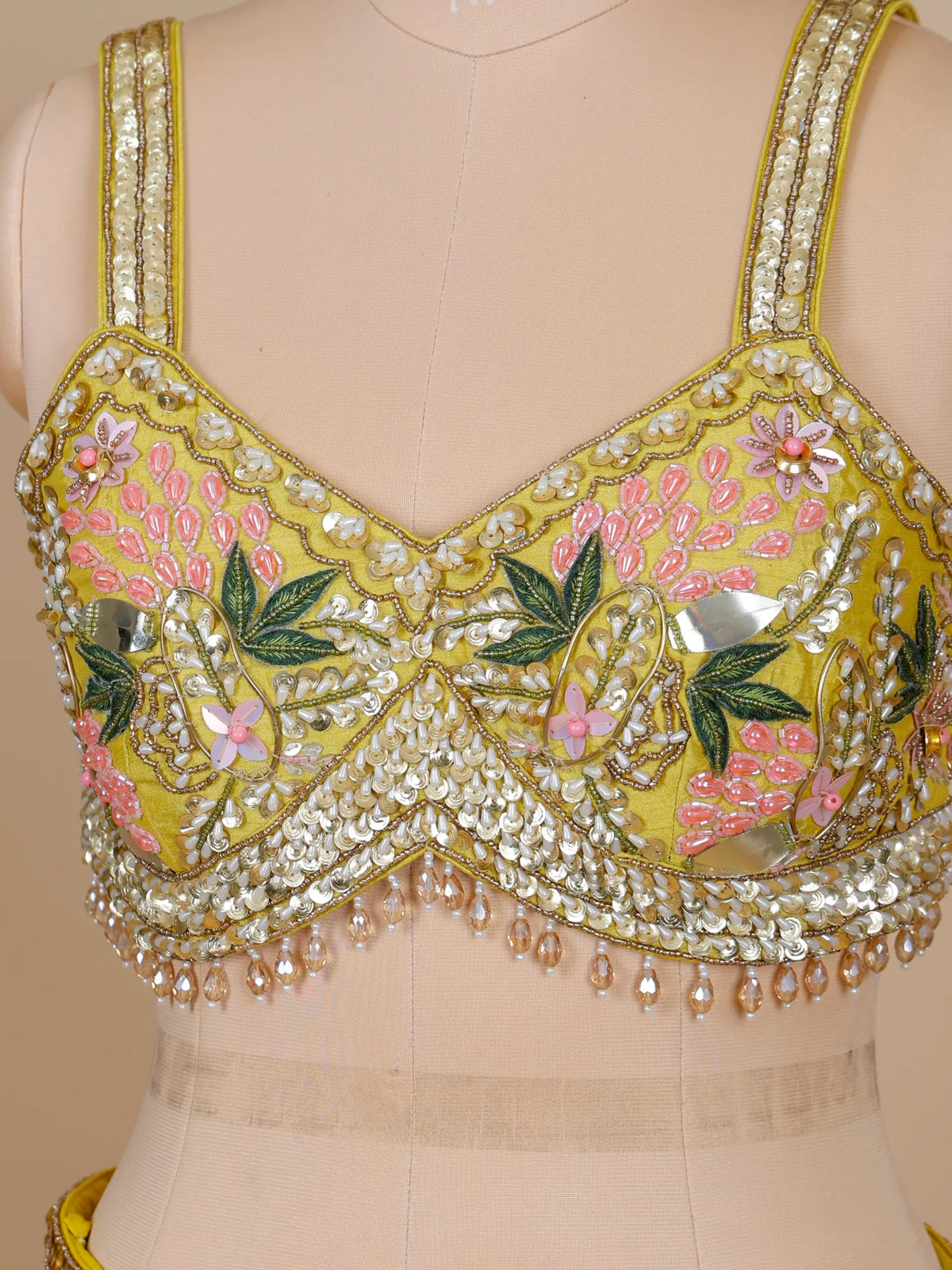 MyFashion KLS-2709 Raw Silk Sequins Pearl Work Haldi Lehenga