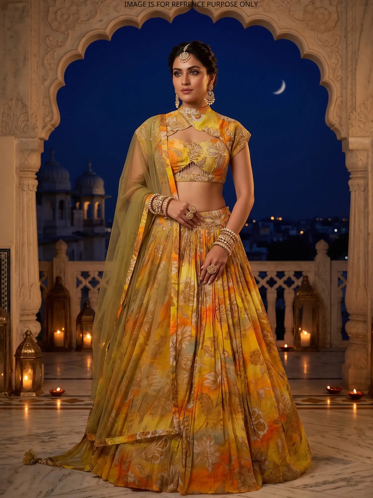 MyFashion KLS-2778 Multi Color Crepe Silk Lehenga With Diamond Work