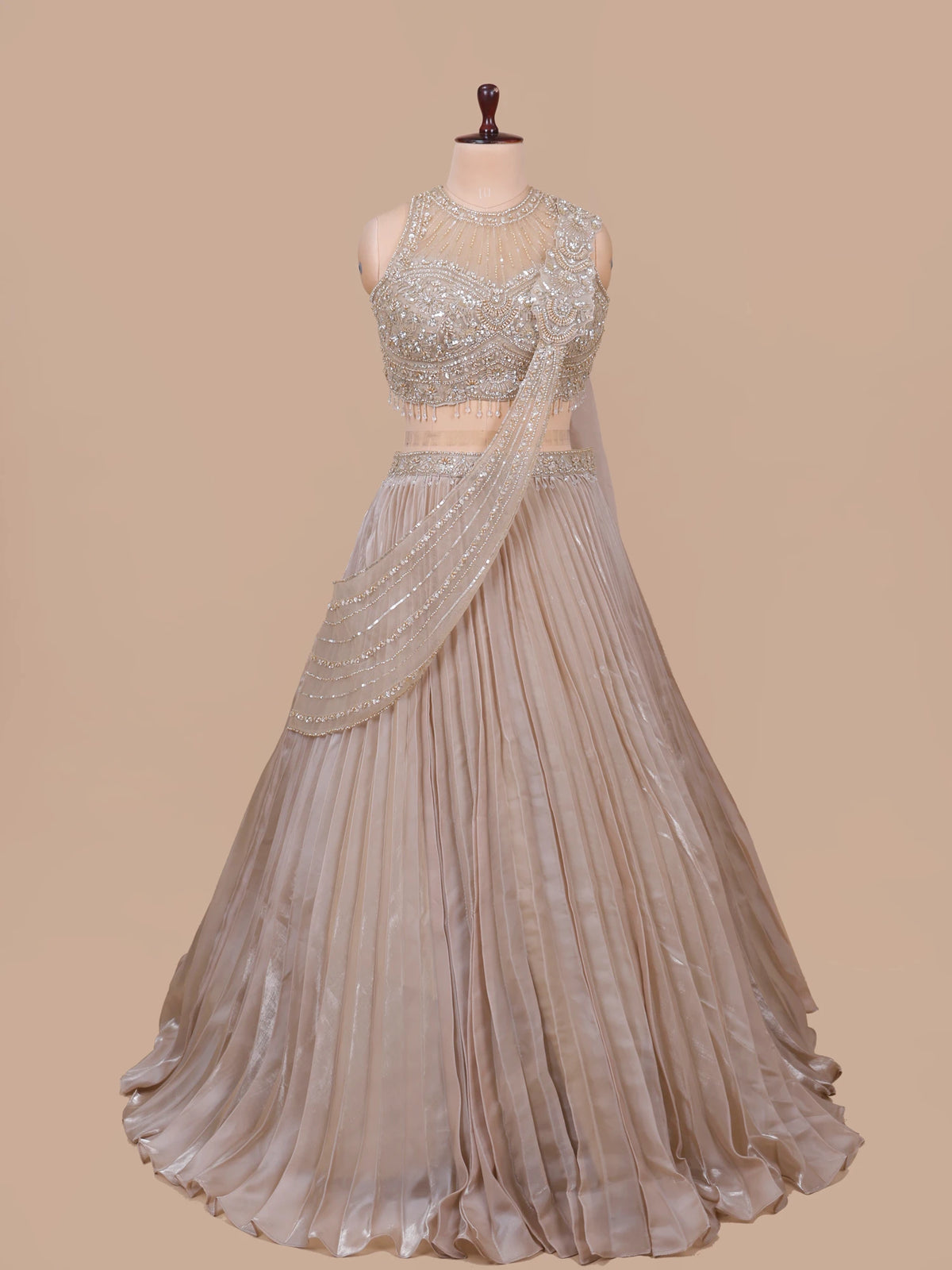 MyFashion KLS-2738 Trendy Beige Jimmy Choo Lehenga With Cut Dana Work