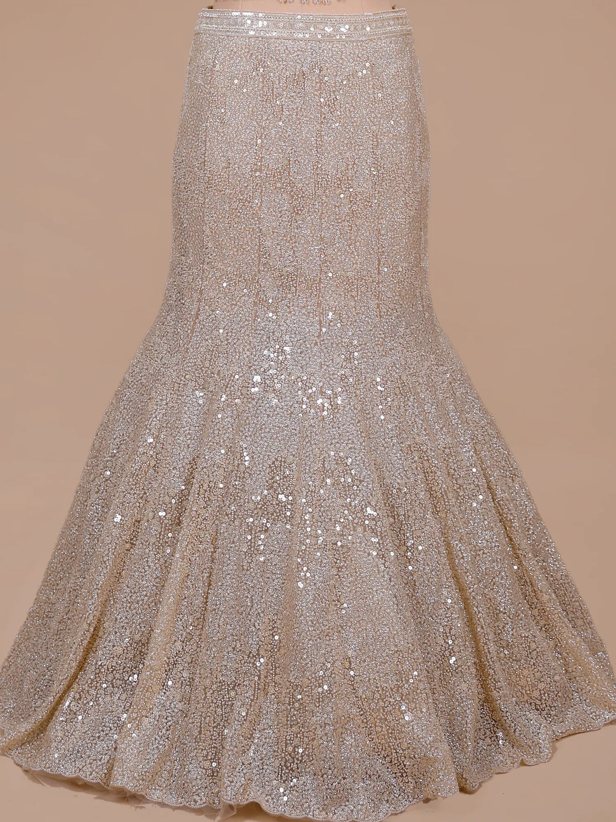 MyFashion KLS-2742 Champagne Net Fishcut Lehenga With Sequins Work