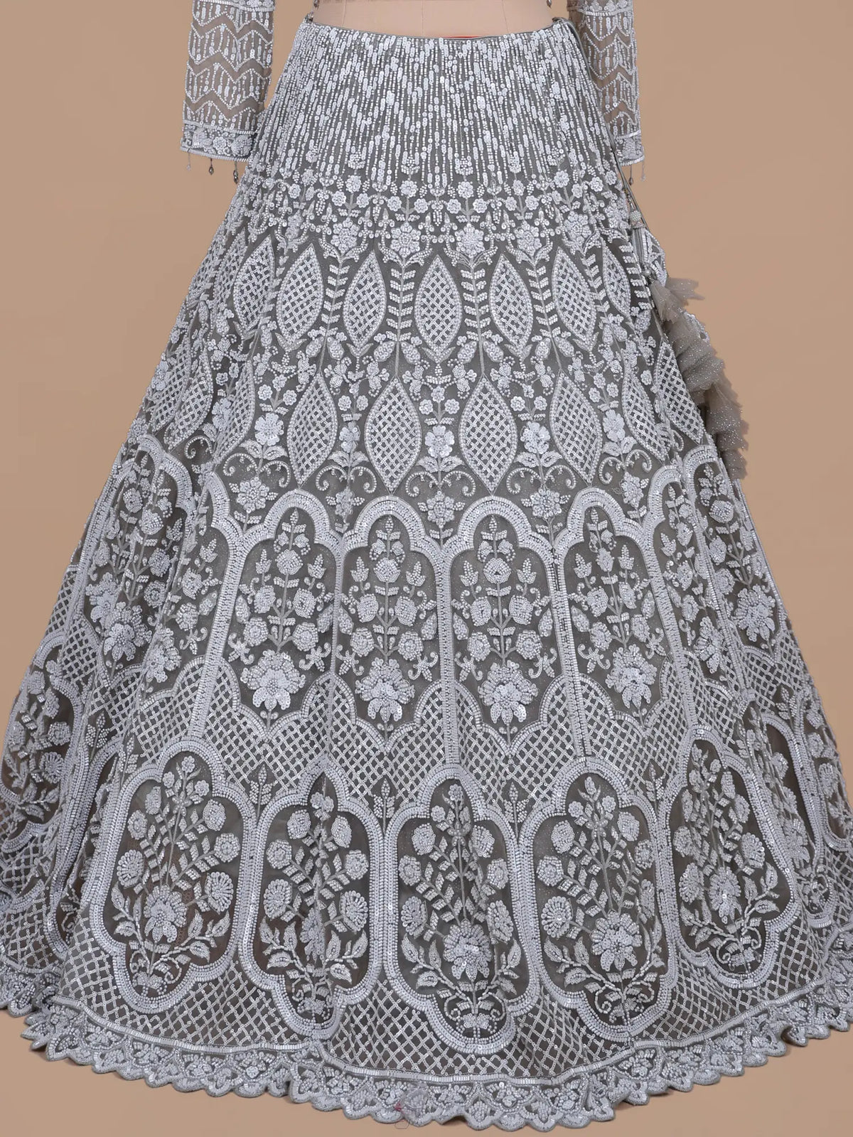 MyFashion KLS-2746 Luxury Grey Net Sequins Party Wear Lehenga