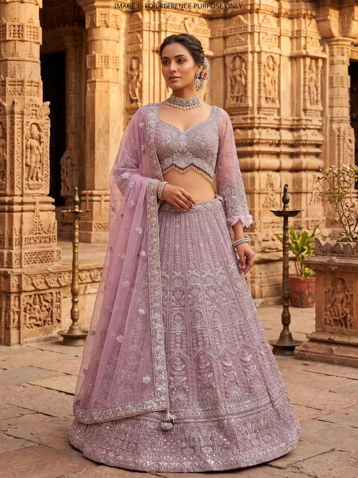 MyFashion -KLS-2848 Trendy Pink Lehenga Choli With Sequins And Feather Work