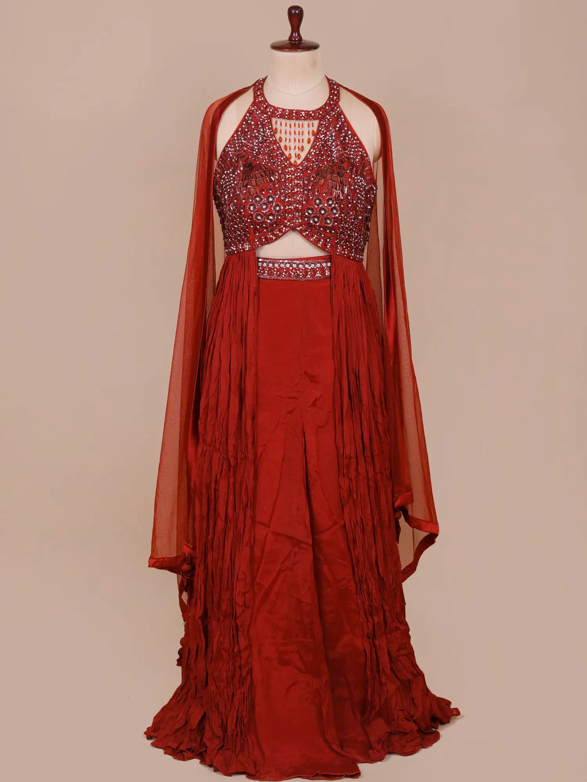 MyFashion KLS-2830 New Arrival Red Pre Draped Saree For Parties