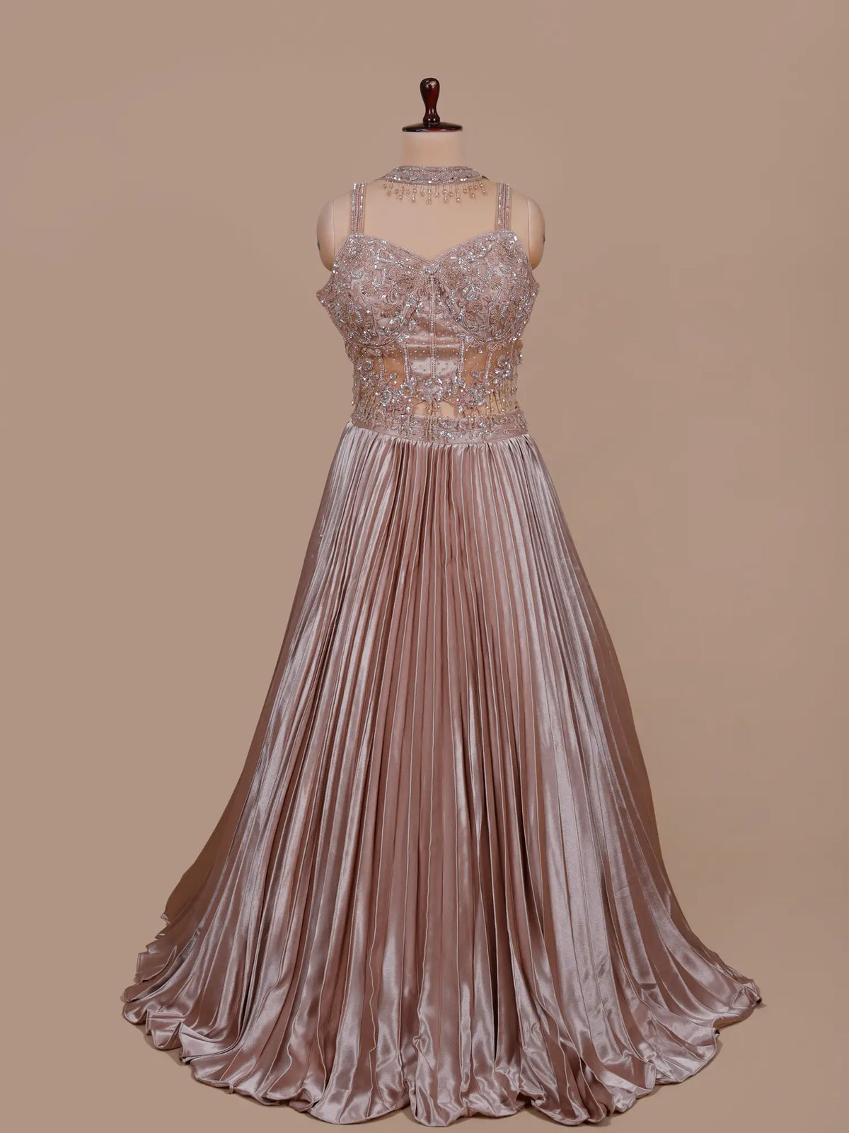MyFashion KLS-2756 Rose Gold Satin Lehenga With Diamond Work