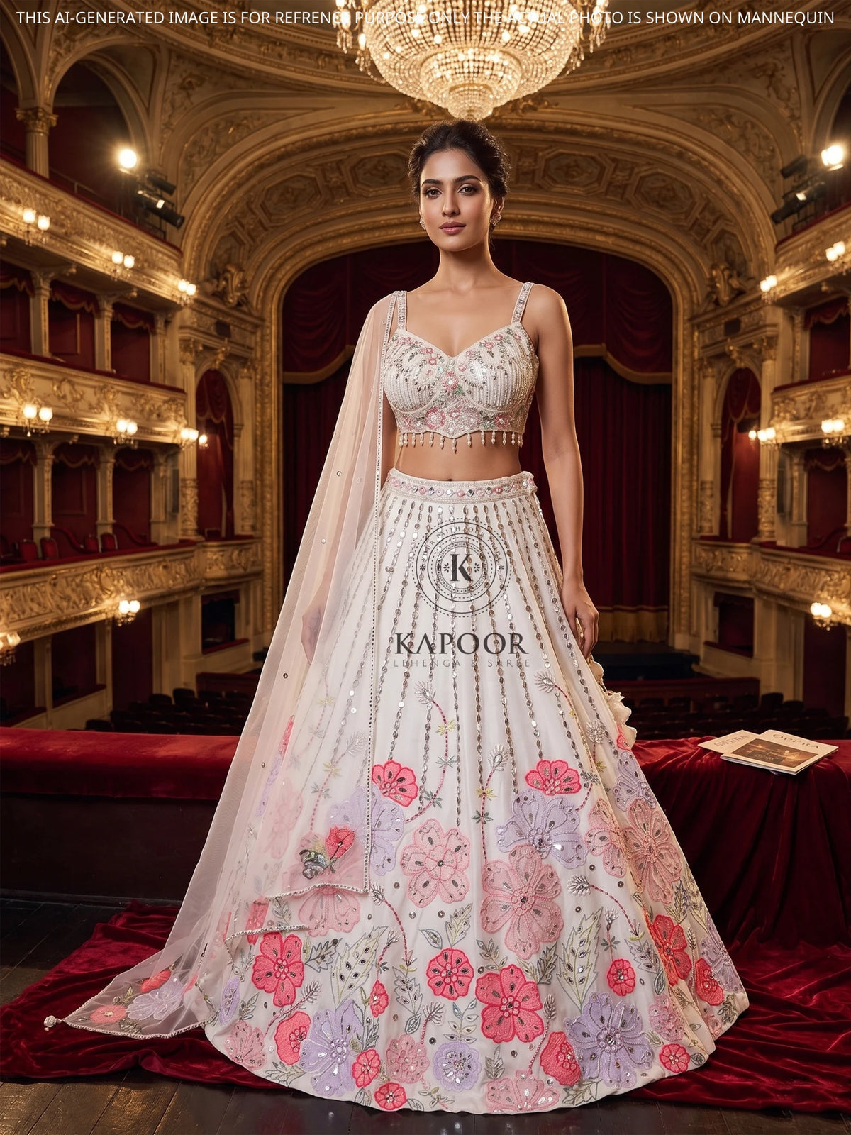 MyFashion KLS-2666 Sequin Mirror Multi Thread Raw Silk White Lehenga