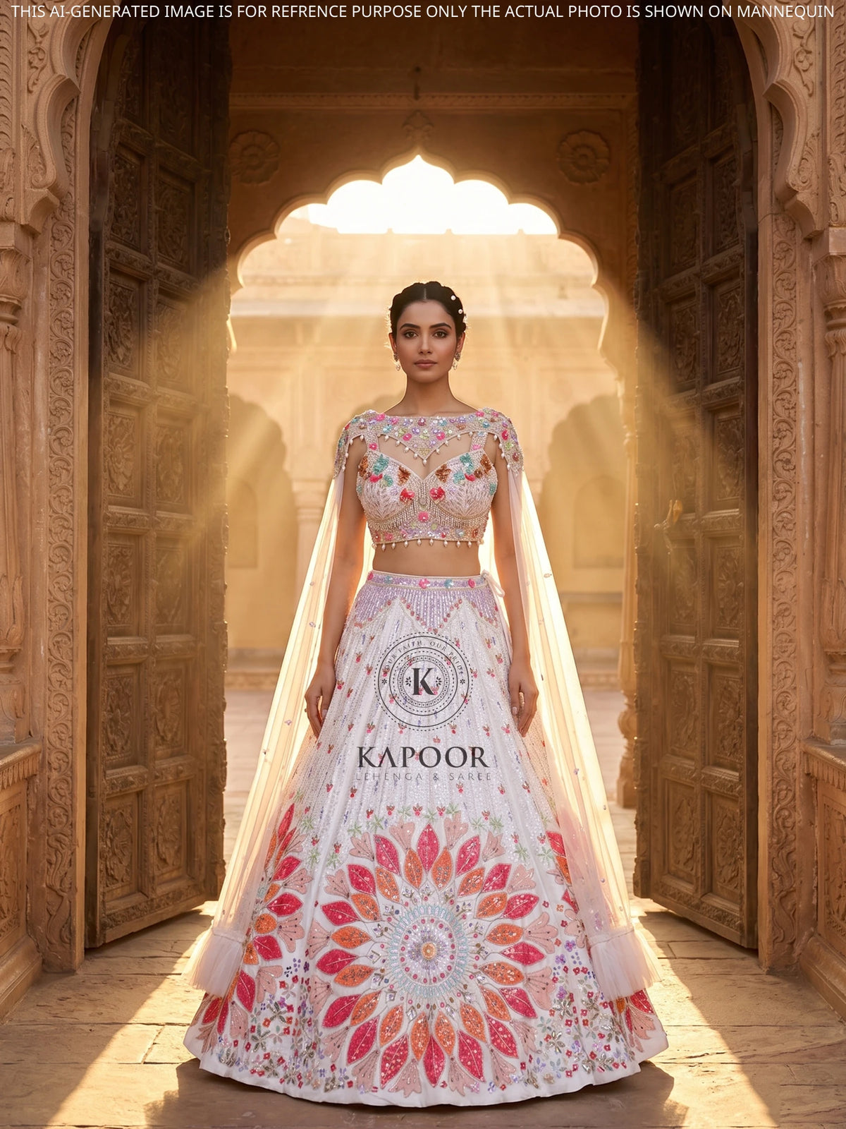 MyFashion KLS-2672 Rang-e-Noor Safed Raw Silk Aplique Luxe Lehenga