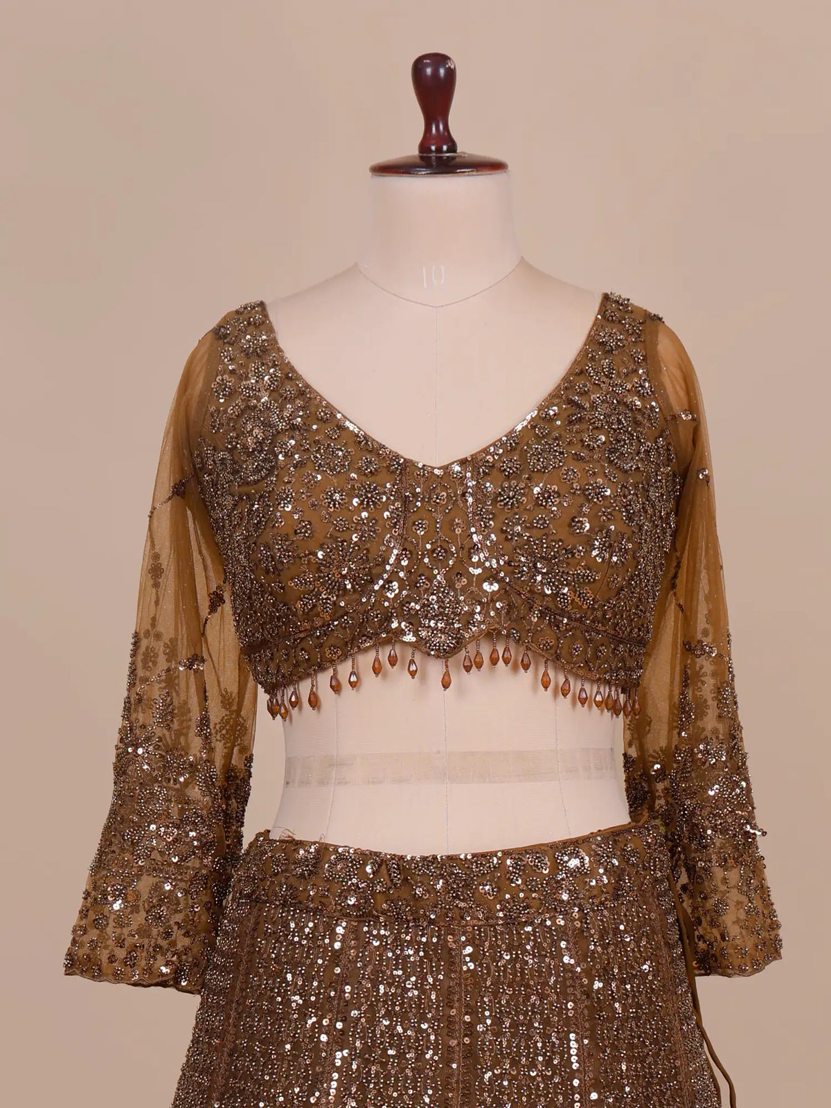MyFashion -KLS-2819 Copper Net Lehenga With Designer Sequins Work For Wedding Functions