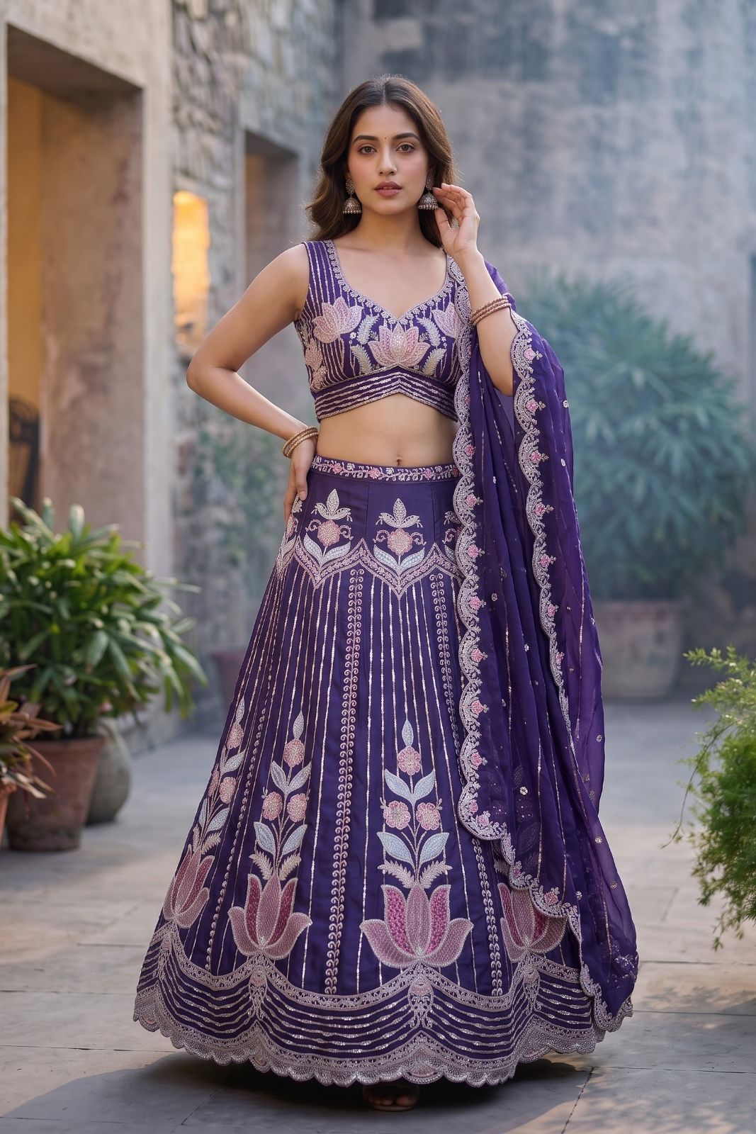 MyFashion -REET Mrinalini Embroidered Semi Stitched Lehenga Choli