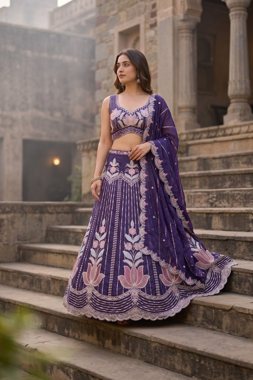 MyFashion -REET Mrinalini Embroidered Semi Stitched Lehenga Choli
