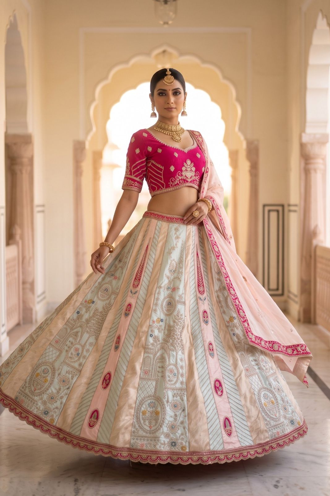 MyFashion -REET Rajnika Embroidered Sequinned Semi-Stitched Lehenga