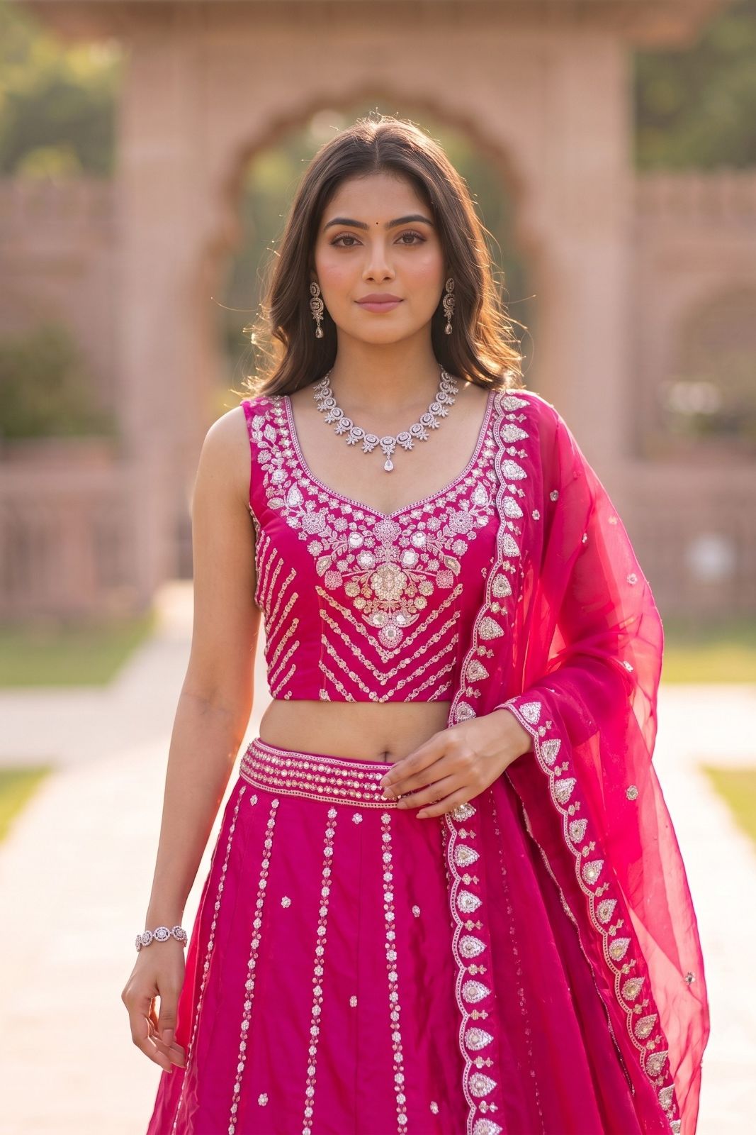MyFashion -REET Ruhe Beads Embroidered Semi Stitched Lehenga Choli