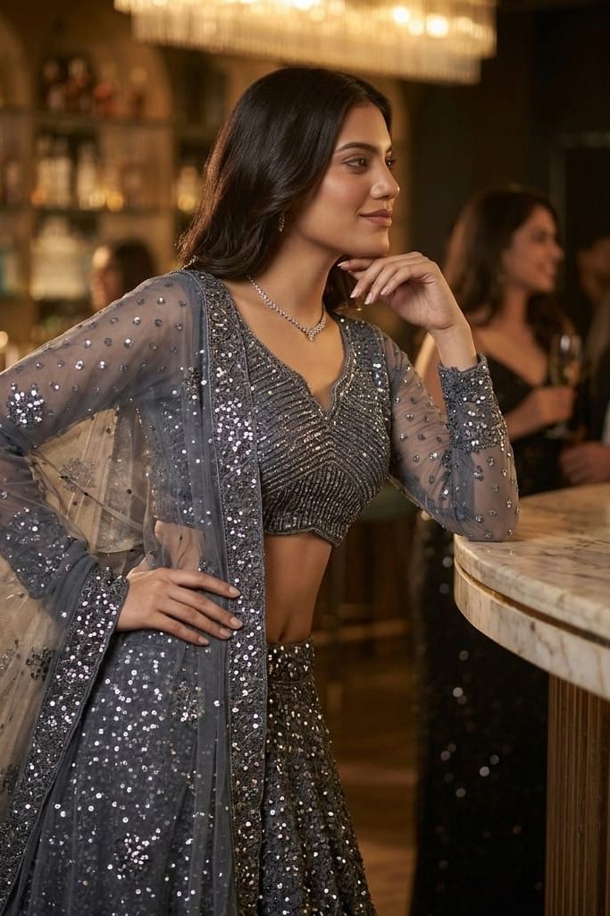 MyFashion -REET Nyra Floral Sequins Embroidered Net Lehenga Choli