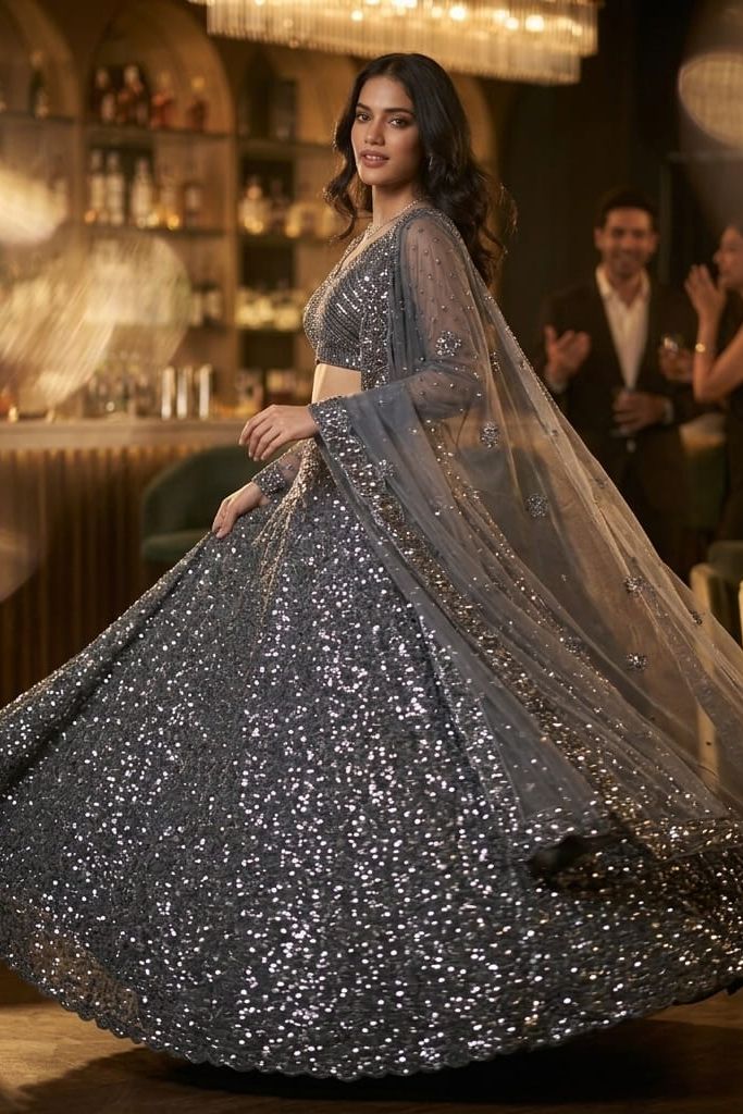 MyFashion -REET Nyra Floral Sequins Embroidered Net Lehenga Choli