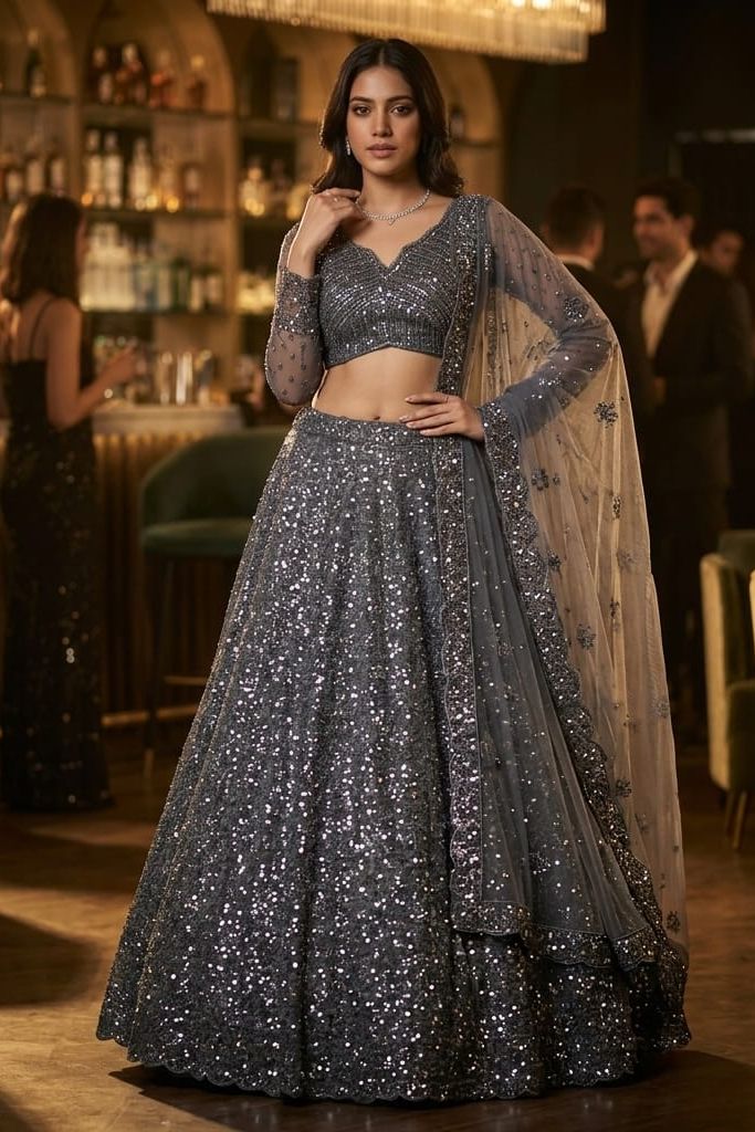 MyFashion -REET Nyra Floral Sequins Embroidered Net Lehenga Choli