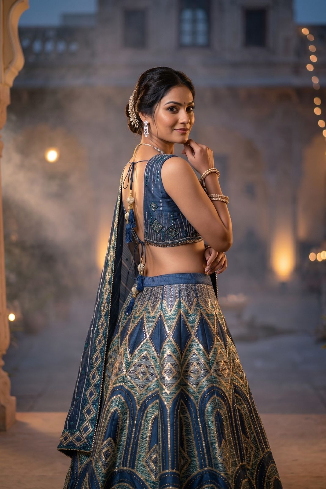 MyFashion -REET Iraa Sequens Zari Tila Print Lehenga Choli