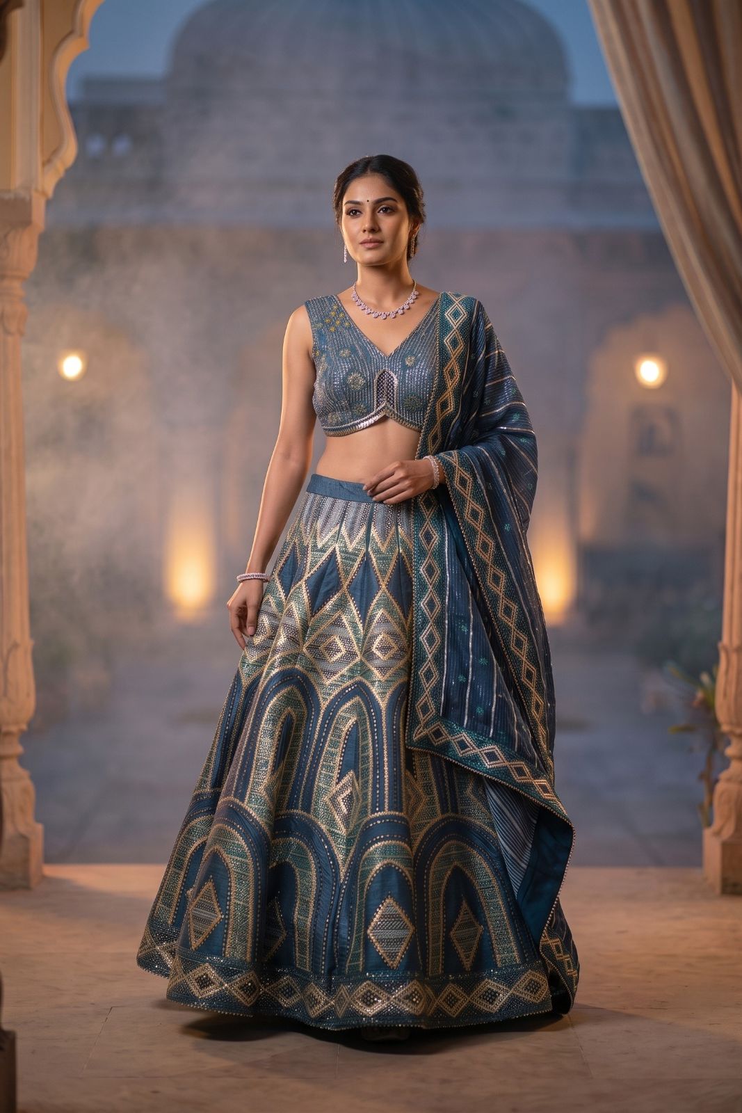 MyFashion -REET Iraa Sequens Zari Tila Print Lehenga Choli