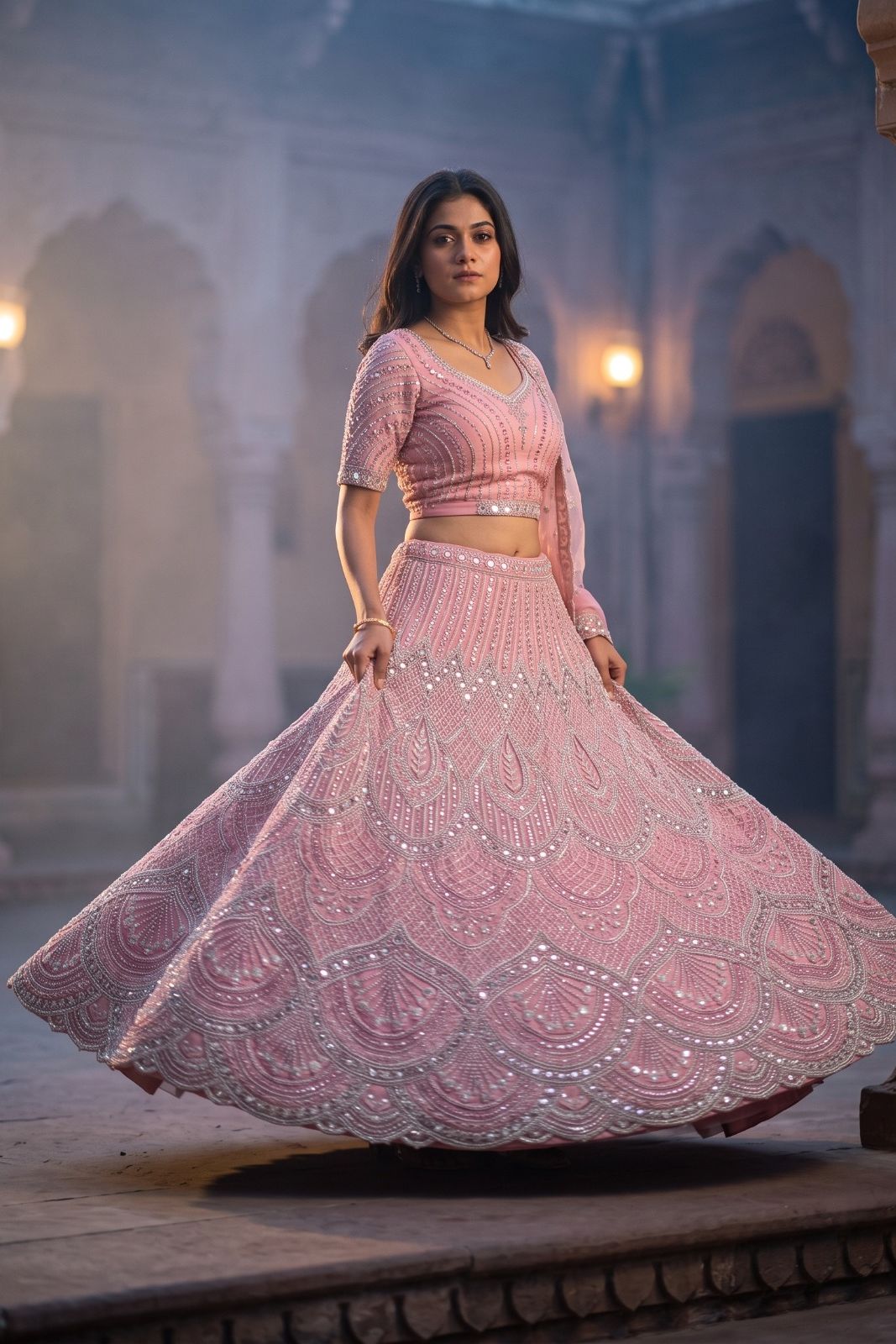 MyFashion -REET Mohini Pink Beads Heavy Sequins Cut Dana Work Bridal Lehenga Choli