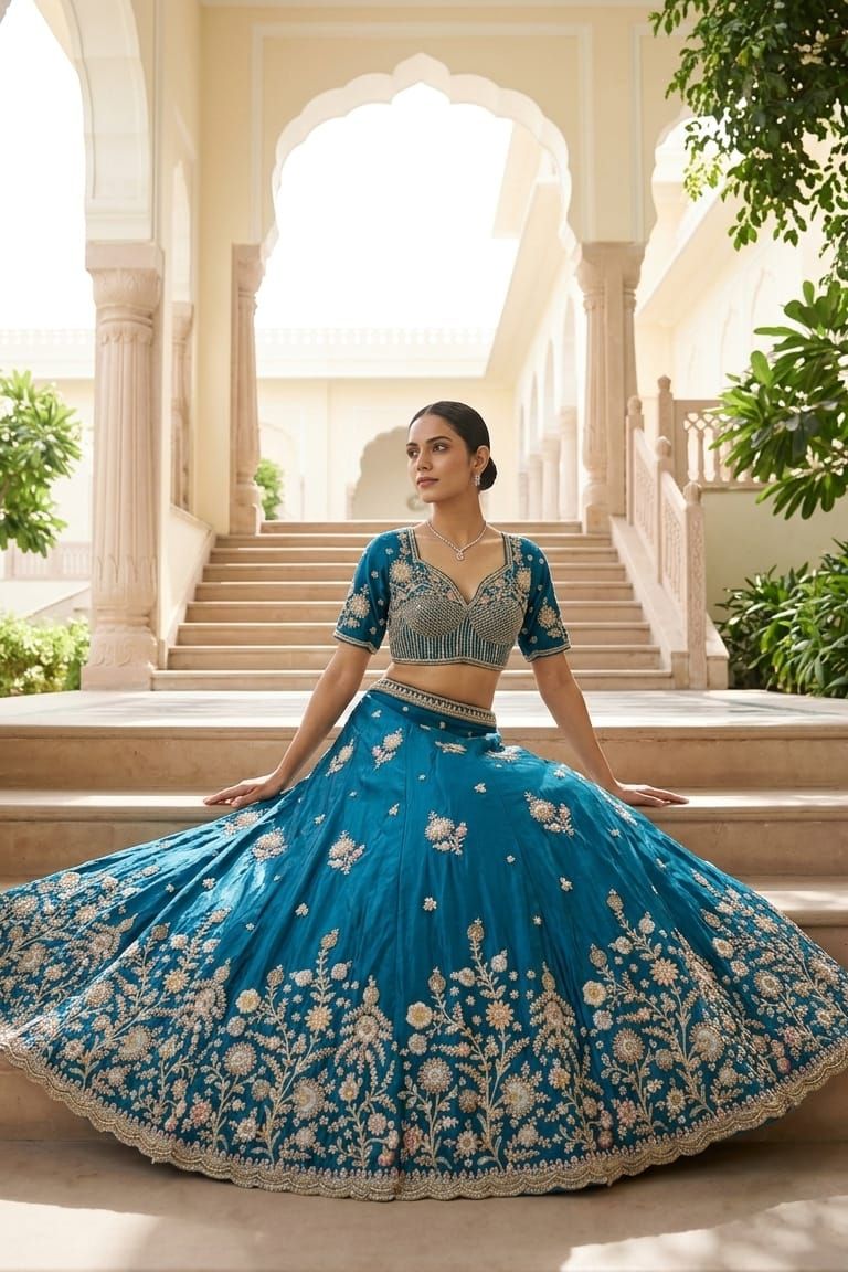 MyFashion -REET Vareesha Elegant Embroidery And Sequins Thread Work Lehenga Choli With Dupatta
