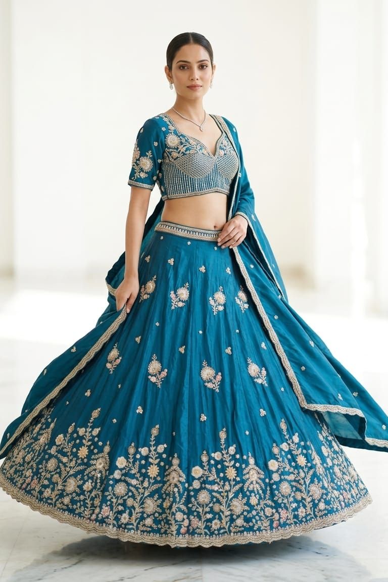 MyFashion -REET Vareesha Elegant Embroidery And Sequins Thread Work Lehenga Choli With Dupatta