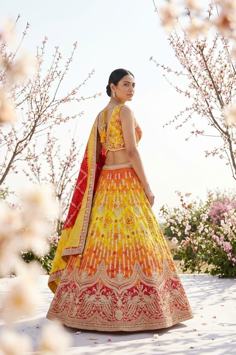 MyFashion -REET Rangrez Bandhini Work Sequinned Silk Lehenga & Blouse With Dupatta