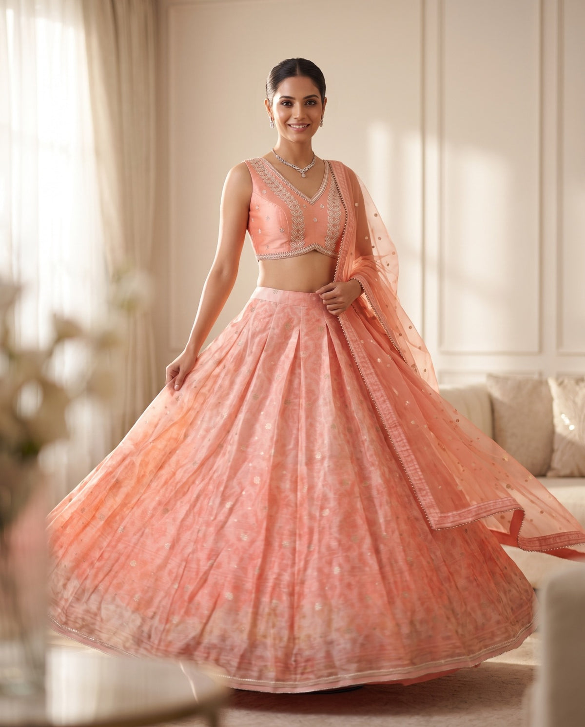MyFashion -REET Mishka Sequence Stone Work Silk Lehenga Choli
