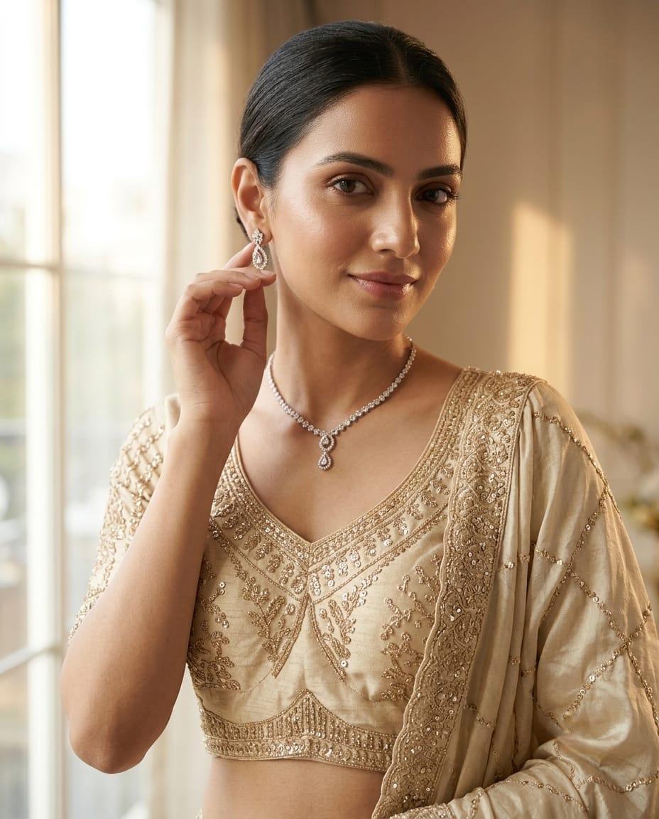 MyFashion -REET Naaz Pearl Work Cosmos Tissue Lehenga Choli