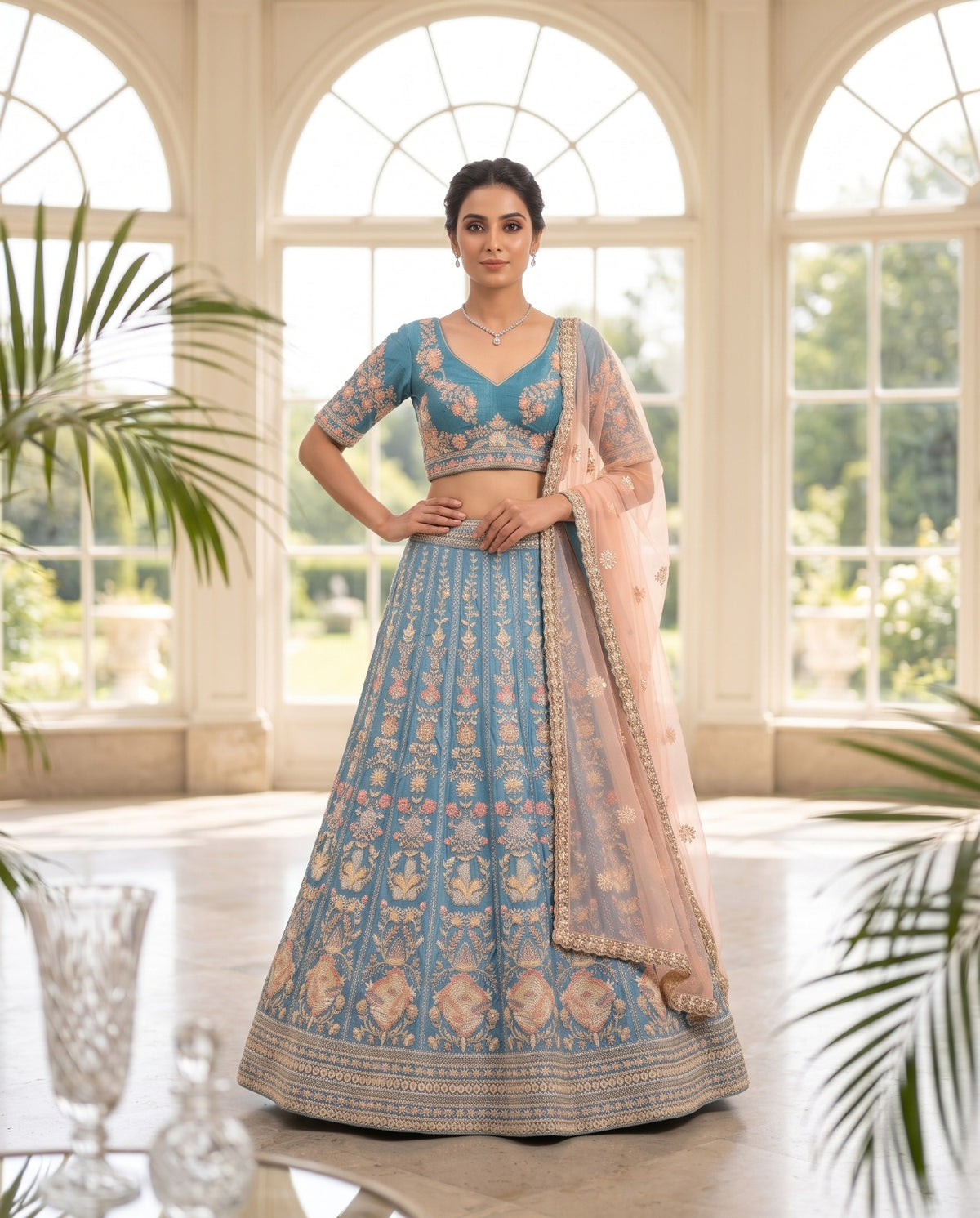 MyFashion -REET Adaa Zari Beads Sequins Silk Lehenga Choli