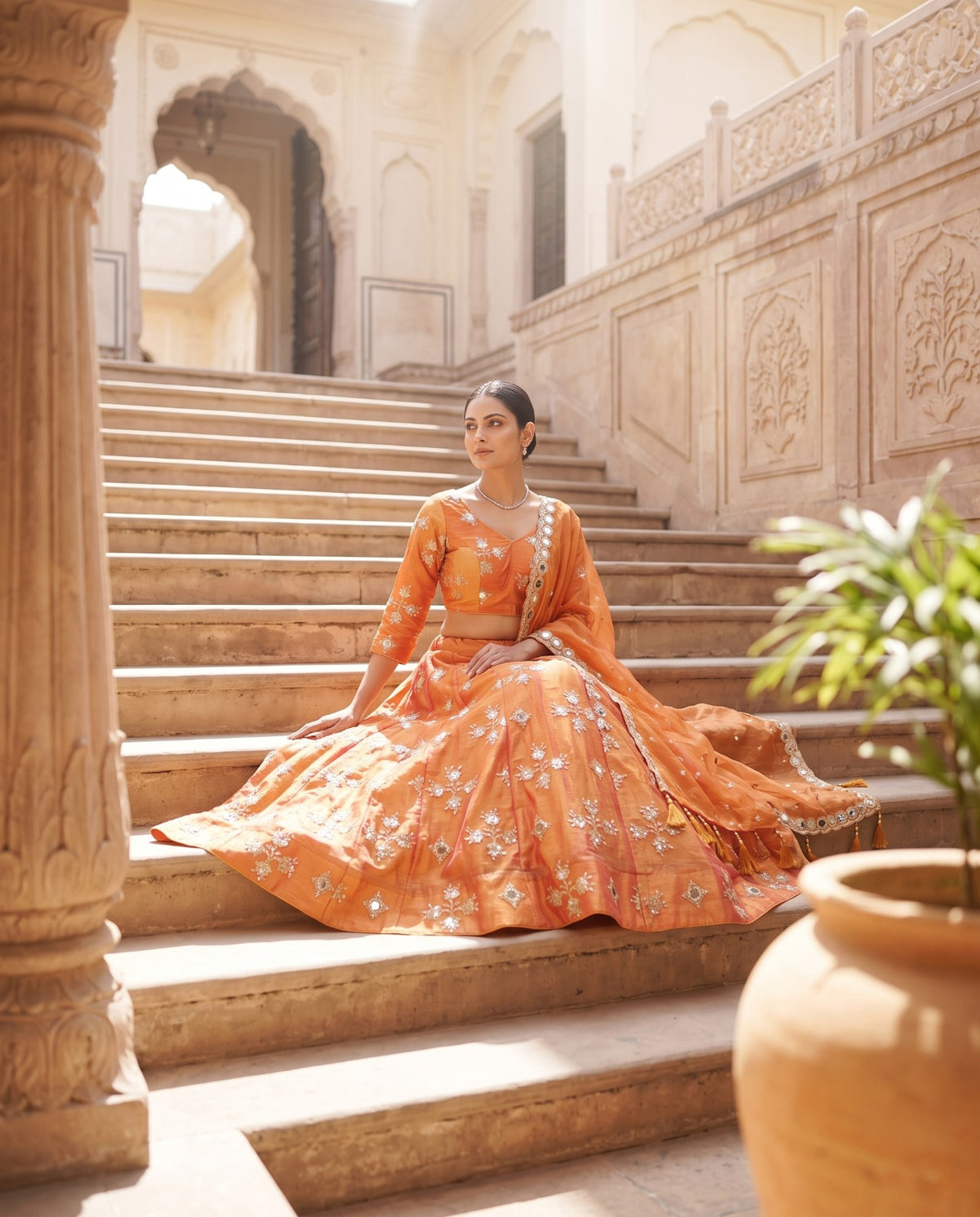 MyFashion -REET Mehar 01 Zari Sequins Mirror Work Tissue Silk Lehenga Choli