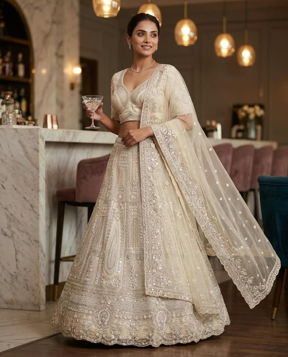 MyFashion -REET Royalty Sequins Beads Work Net Lehenga Choli
