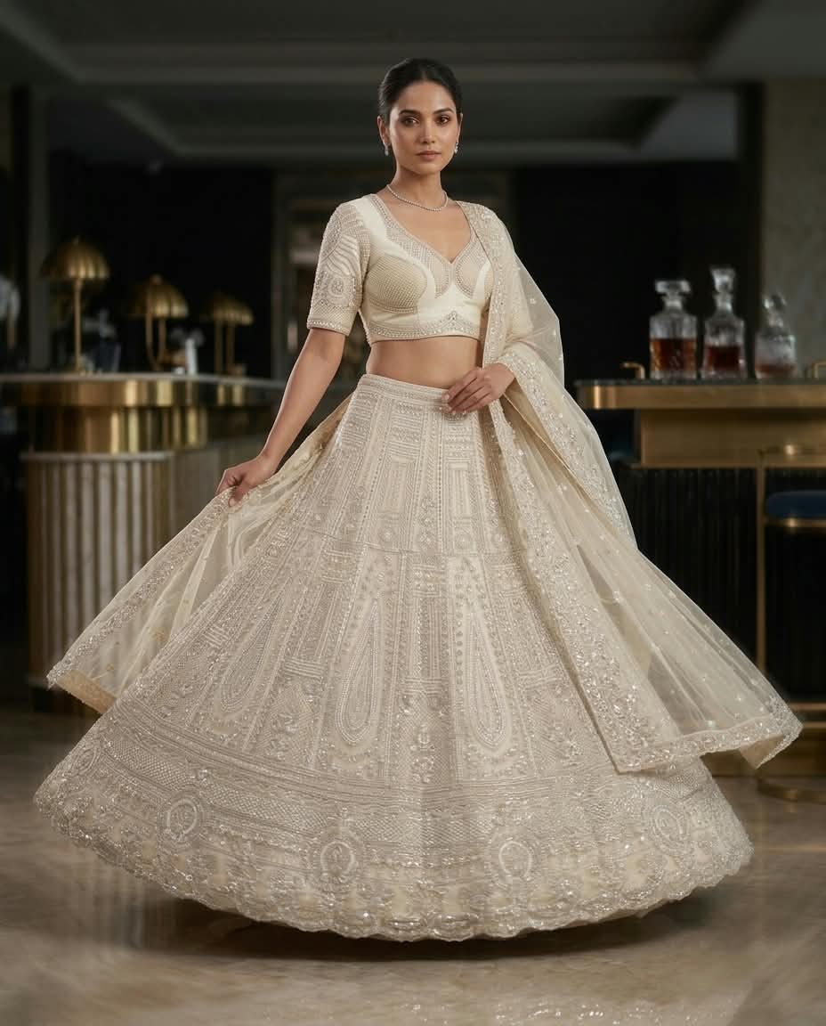 MyFashion -REET Royalty Sequins Beads Work Net Lehenga Choli