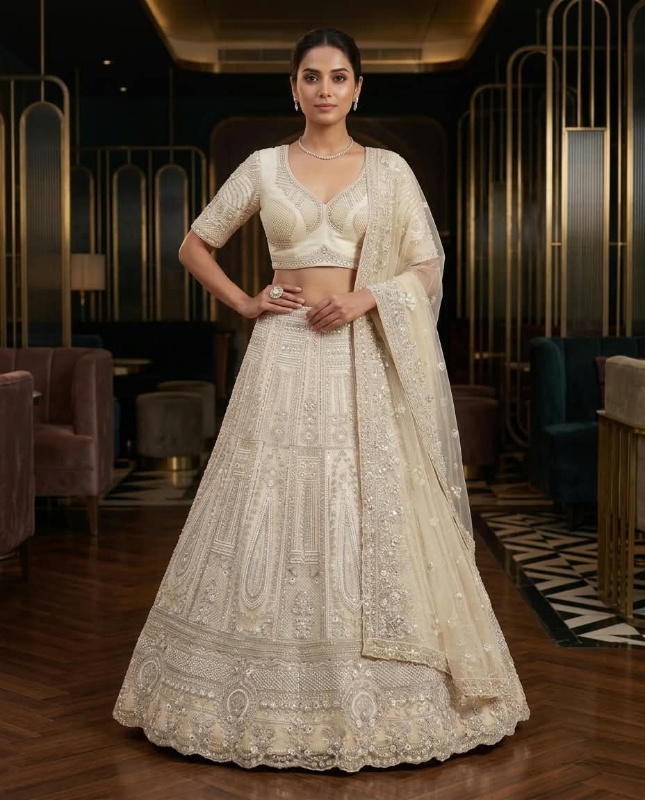 MyFashion -REET Royalty Sequins Beads Work Net Lehenga Choli