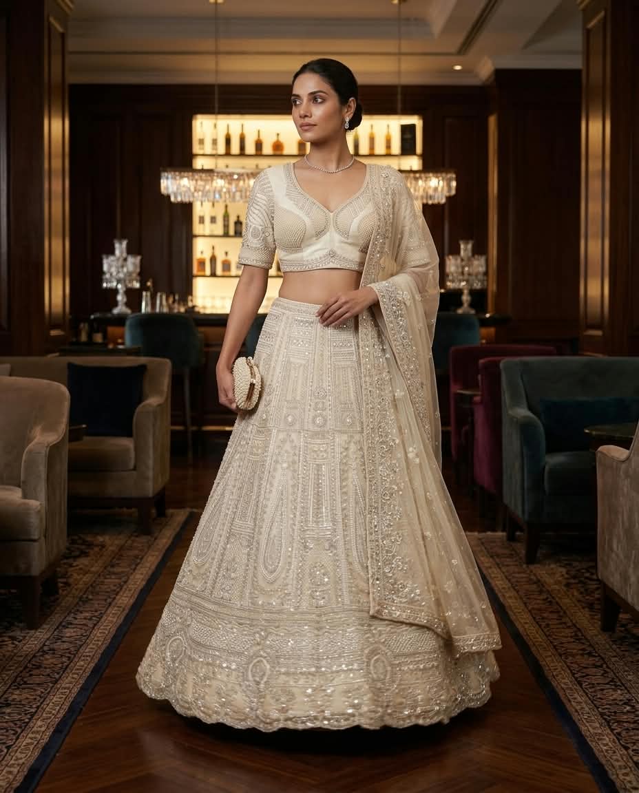 MyFashion -REET Royalty Sequins Beads Work Net Lehenga Choli
