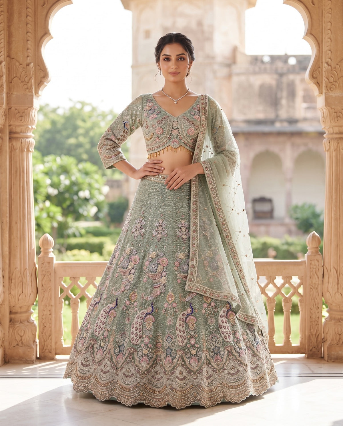 MyFashion -REET Mayura Net Sequin Zari Work Lehnga Choli