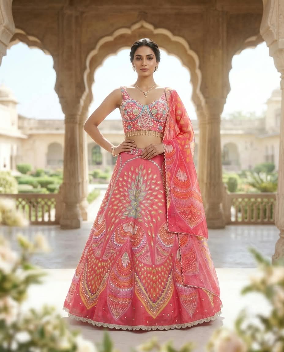 MyFashion -REET Veya Georgette Sequin Pearl Work Lehnga Choli