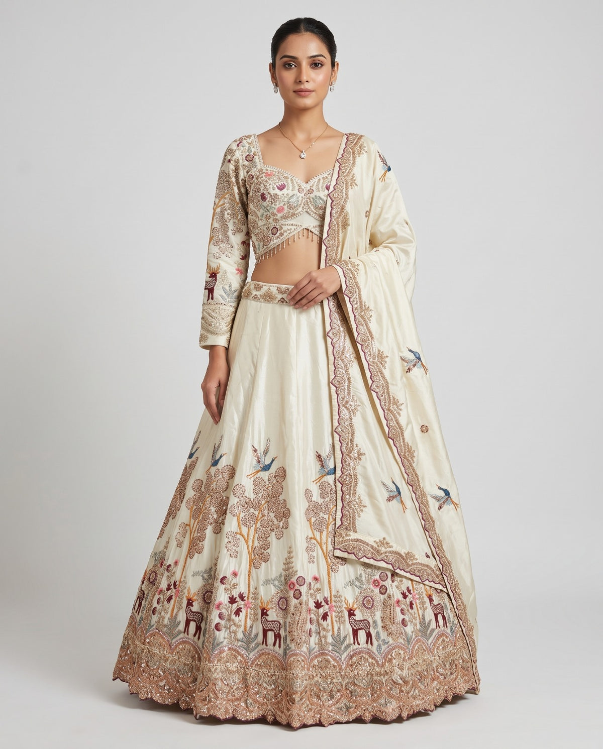 MyFashion -REET Morika Sequins Embroidered Thread Work A Line Lehenga Choli With Dupatta