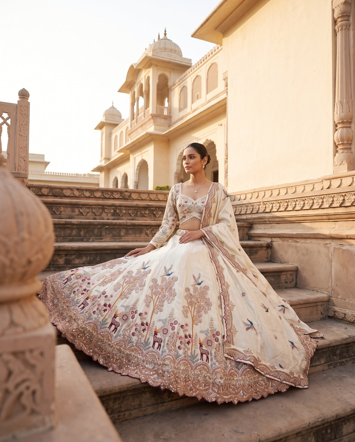 MyFashion -REET Morika Sequins Embroidered Thread Work A Line Lehenga Choli With Dupatta