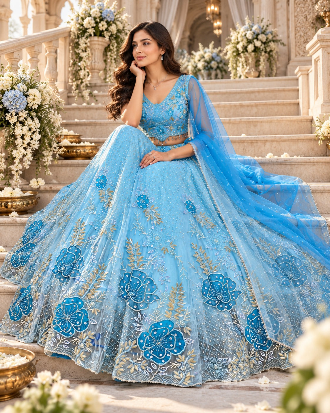 MyFashion -REET Noor Sequence Beads Thread Work Lehenga Choli