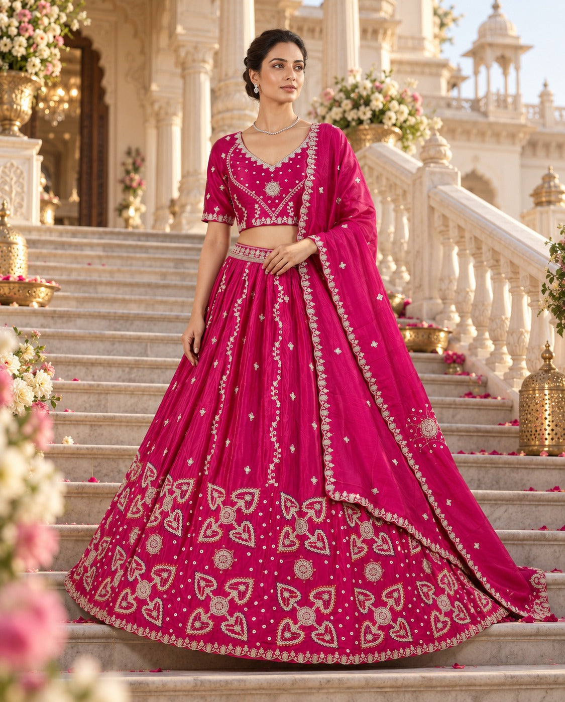MyFashion -REET Gulab Chinon Silk Lehenga Choli with Sequins, Resham and Zari Work