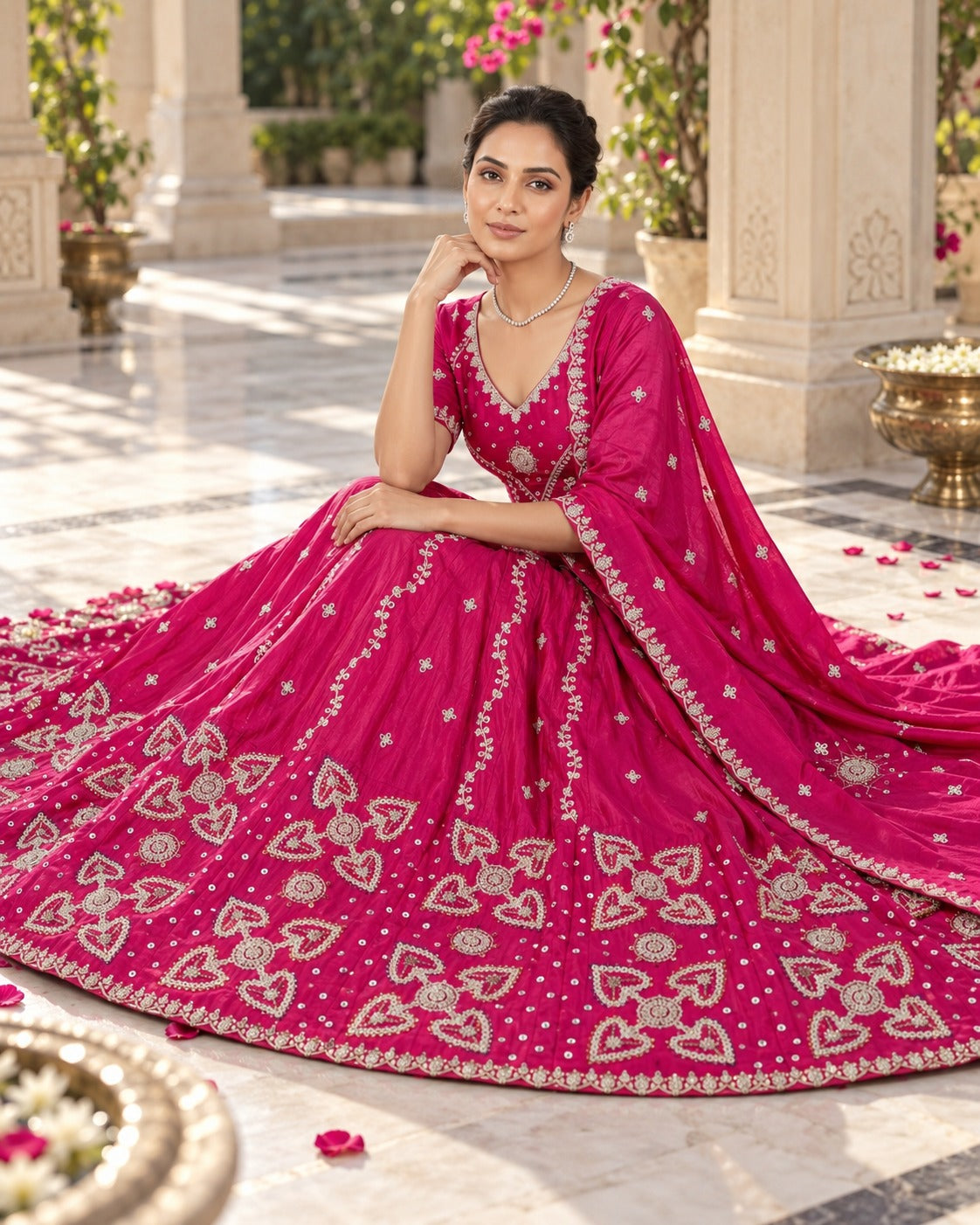 MyFashion -REET Gulab Chinon Silk Lehenga Choli with Sequins, Resham and Zari Work
