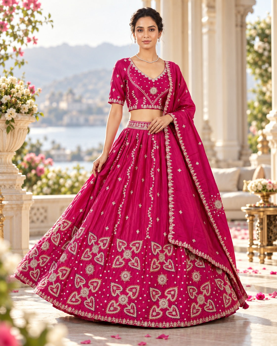 MyFashion -REET Gulab Chinon Silk Lehenga Choli with Sequins, Resham and Zari Work