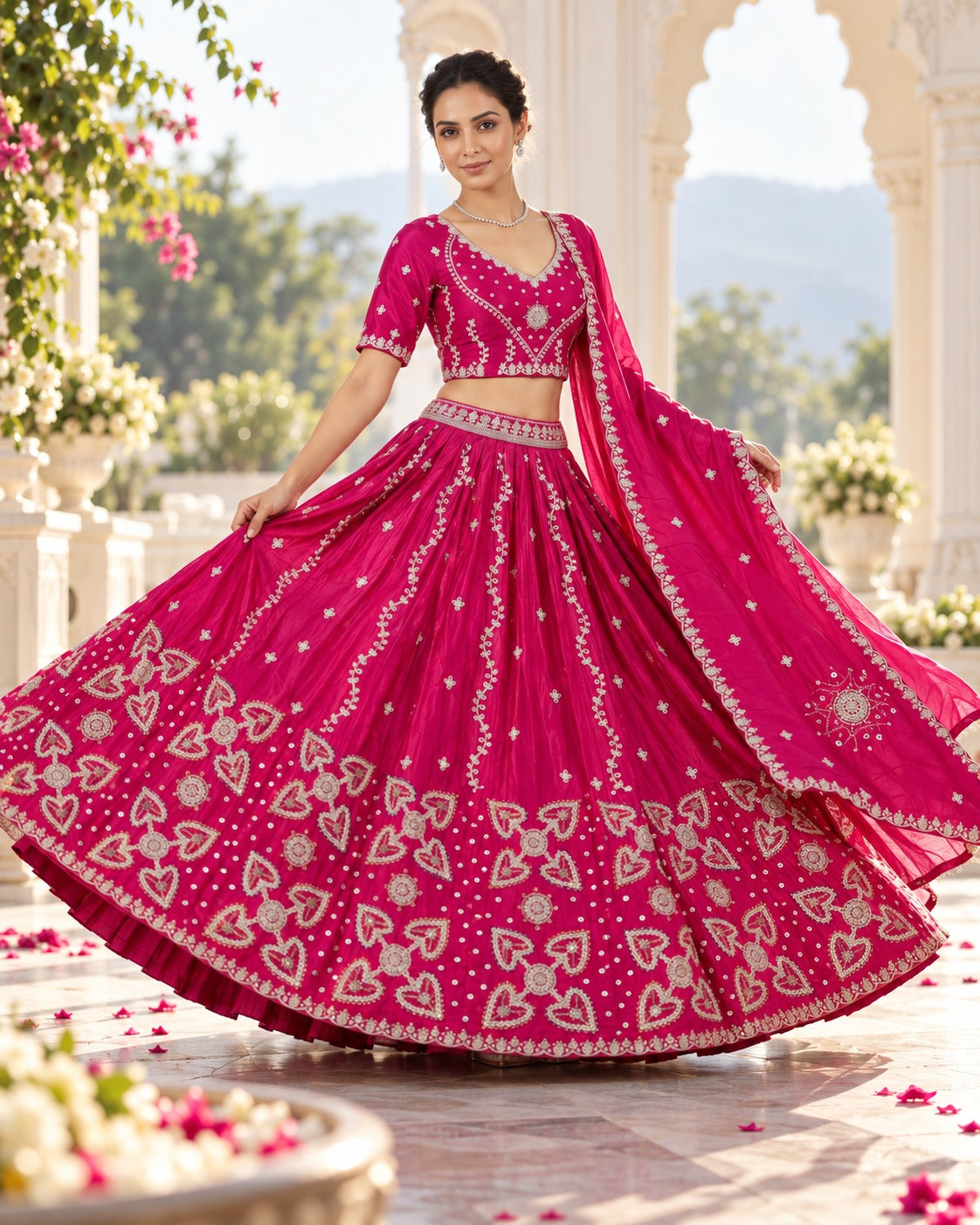 MyFashion -REET Gulab Chinon Silk Lehenga Choli with Sequins, Resham and Zari Work