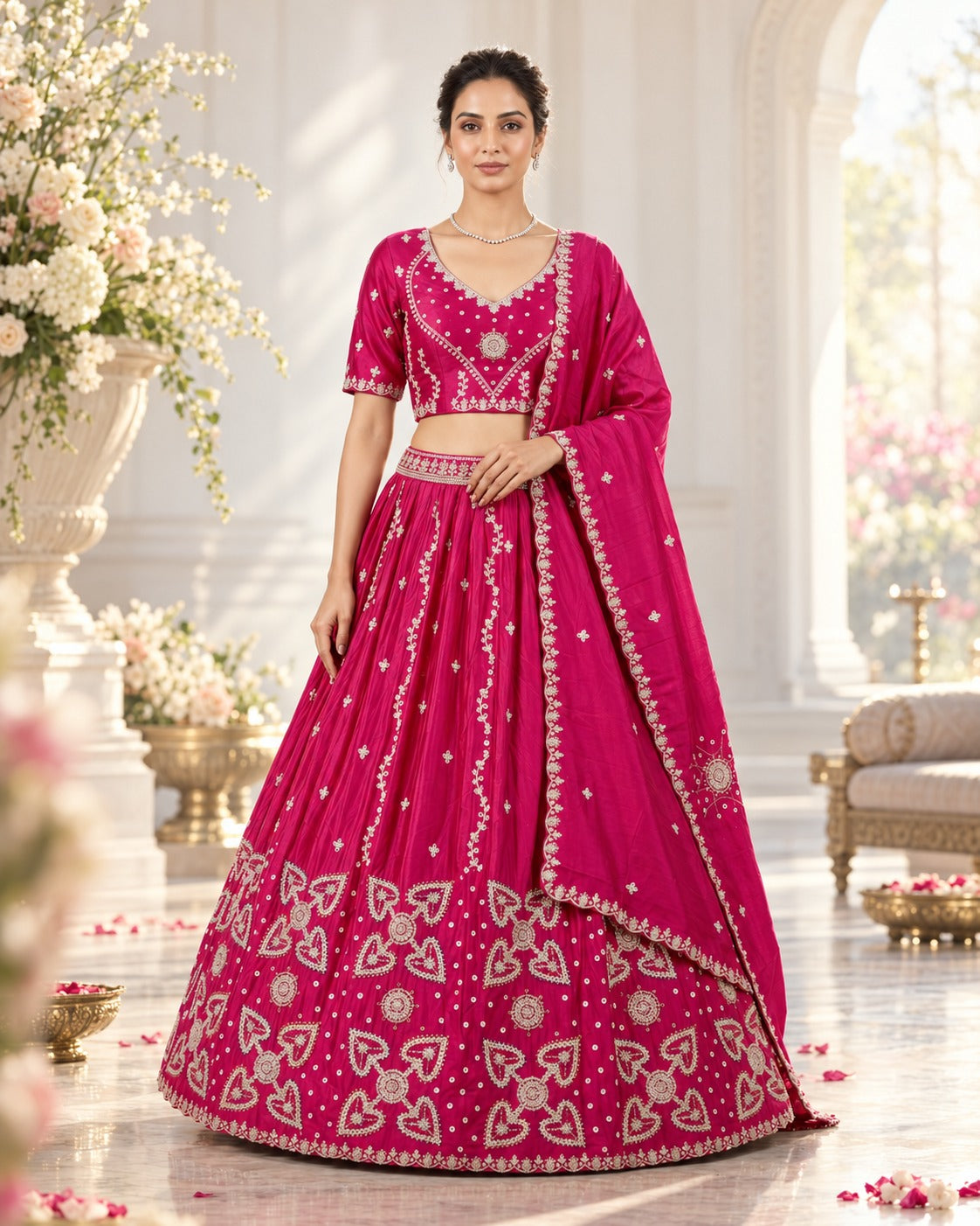 MyFashion -REET Gulab Chinon Silk Lehenga Choli with Sequins, Resham and Zari Work